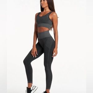 SET - Small Pursue Fitness ADAPT legging and bra set in black charcoal